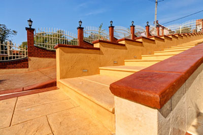 Stamped concrete stairway